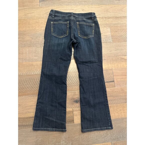 Lee Flare Jeans Wmn Sz12P Dark Blue Low Rise Slender Secret Western Studs - Picture 7 of 9